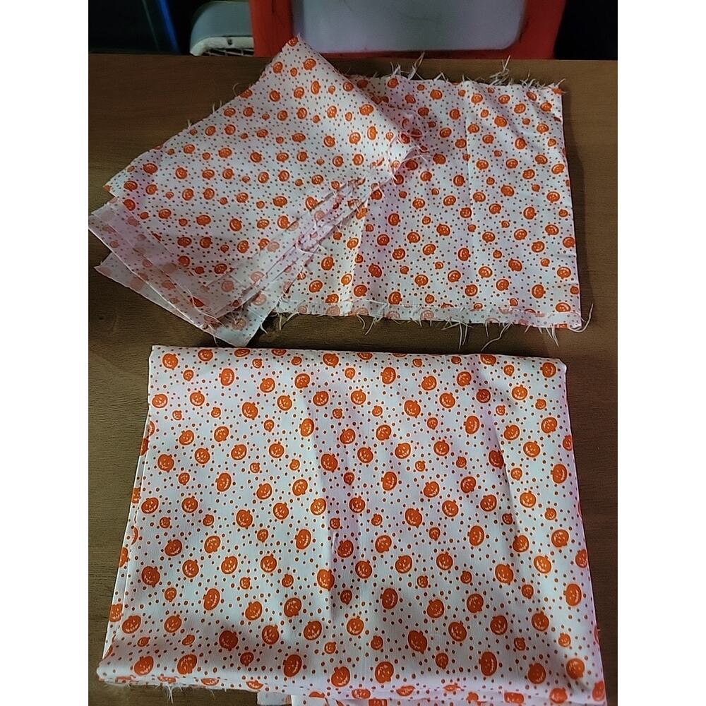 1 Yard And Some Scrap Retro White Orange Pumpkin Fabric Cotton